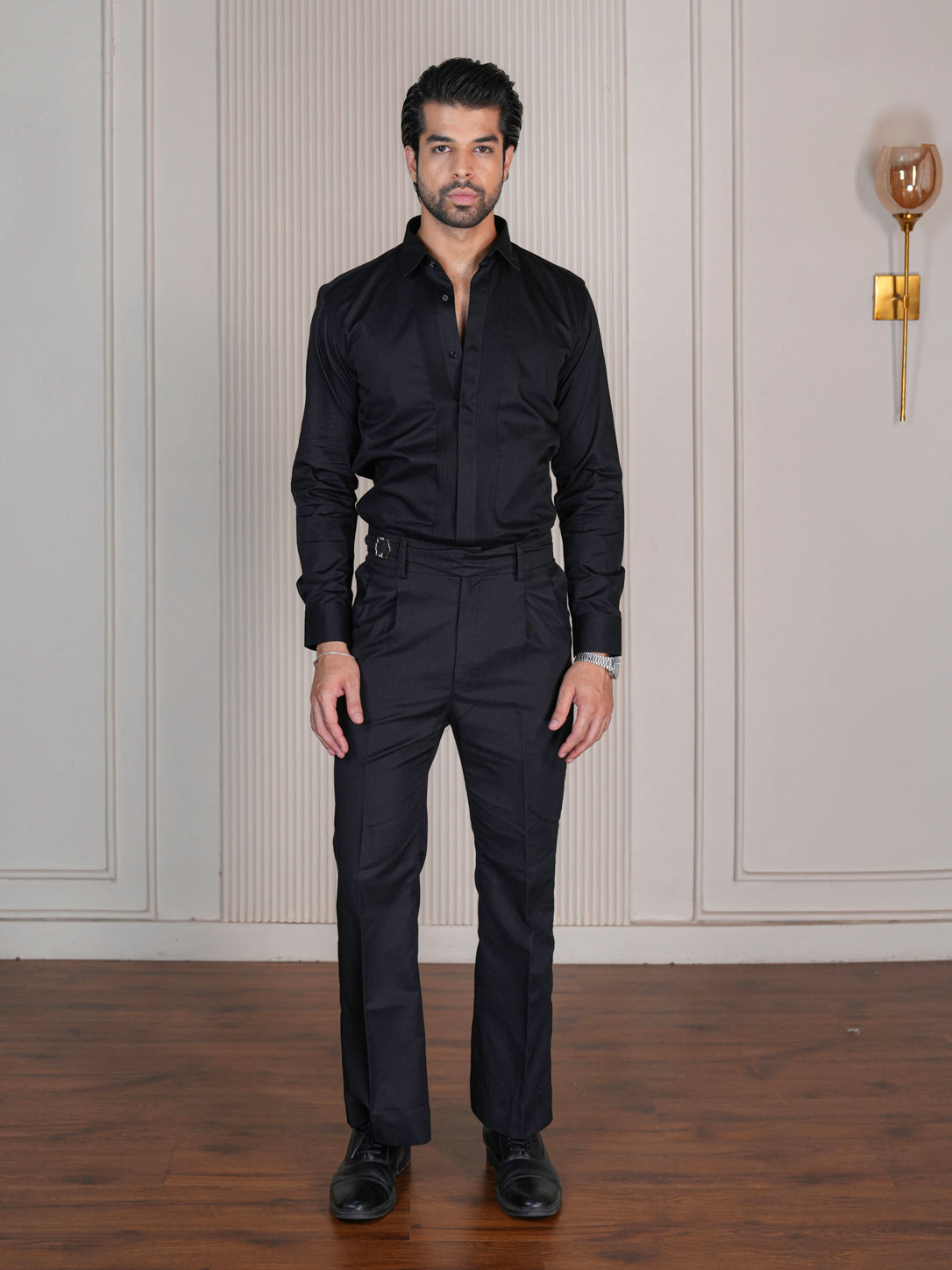 Black Pintuck Formal Shirt