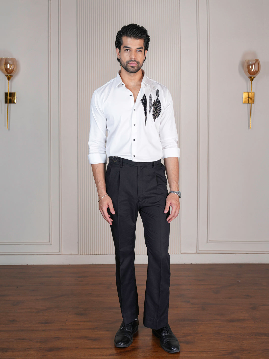 White Abstract Formal Shirt
