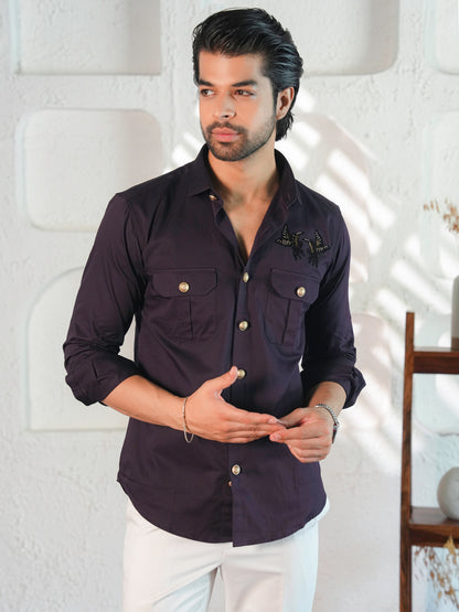 Striking Purple Butterfly Statement Shirt