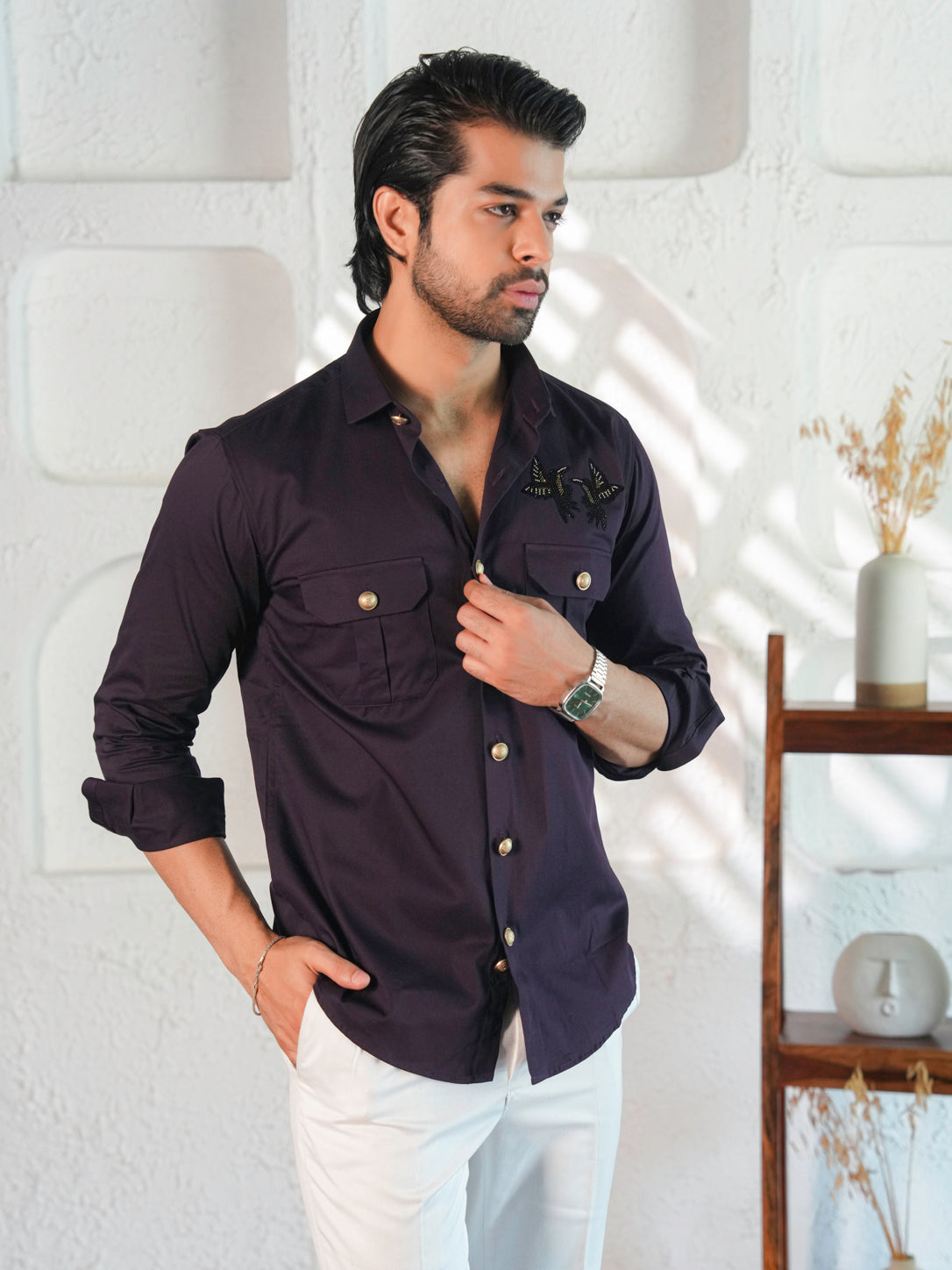Striking Purple Butterfly Statement Shirt