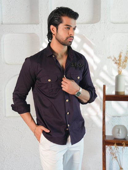Striking Purple Butterfly Statement Shirt