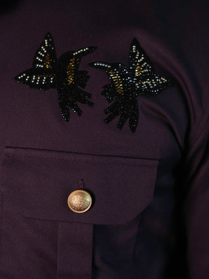 Striking Purple Butterfly Statement Shirt