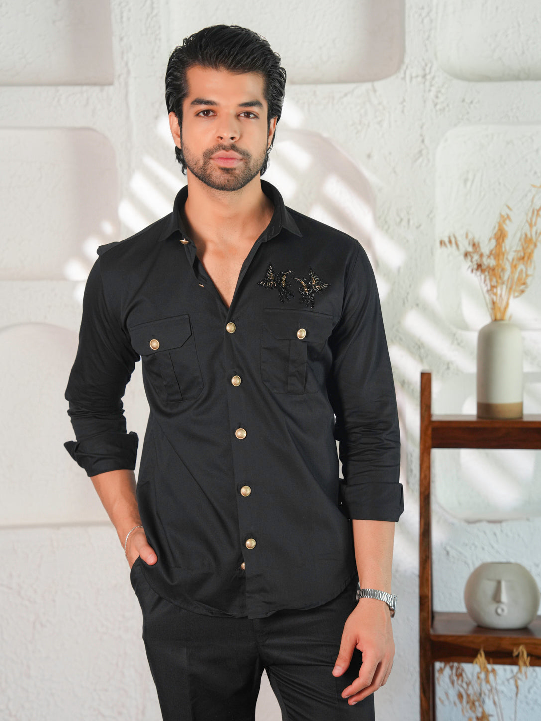 Striking Black Butterfly Statement Shirt