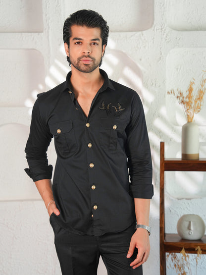 Striking Black Butterfly Statement Shirt