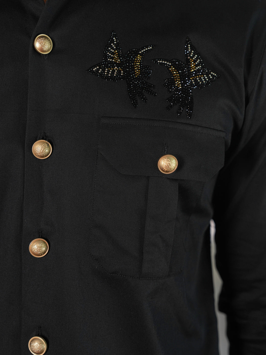 Striking Black Butterfly Statement Shirt