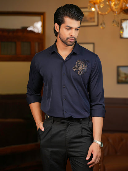 Royal Tiger Navy Blue Mens Shirt