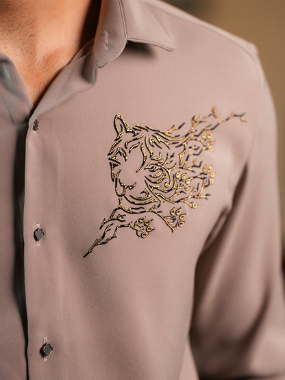 Tiger Crest Pearl Work Designer Shirt