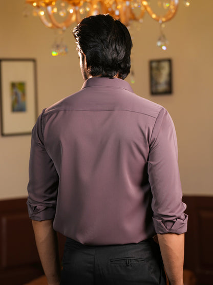 Mauve Horse Motif Party Wear Shirt