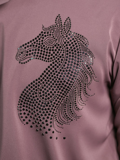 Mauve Horse Motif Party Wear Shirt