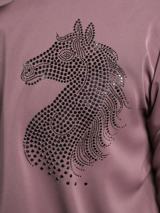 Mauve Horse Motif Party Wear Shirt