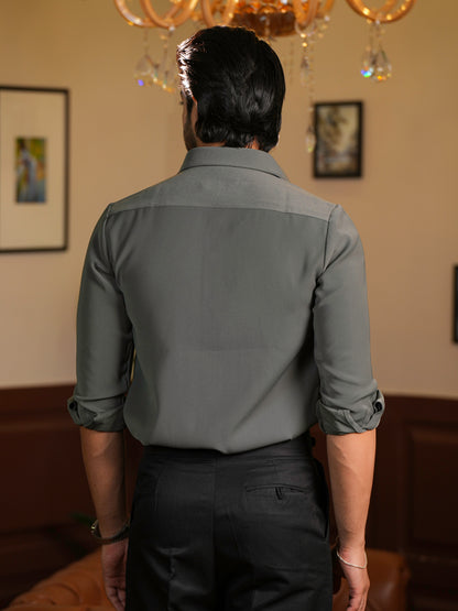 Tiger Crest Grey Work Designer Shirt