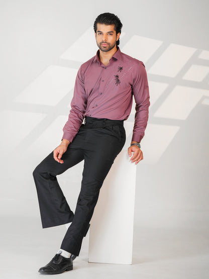 Mauve Floral Party Wear Shirt