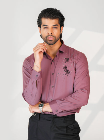 Mauve Floral Party Wear Shirt