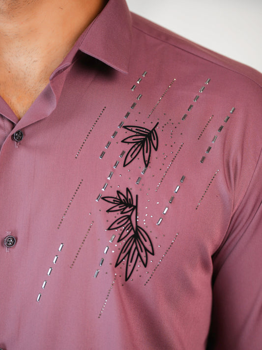Mauve Floral Party Wear Shirt