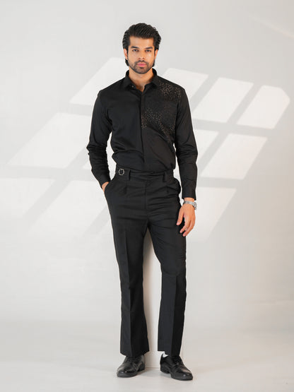 Noir Grid Black Premium Shirt