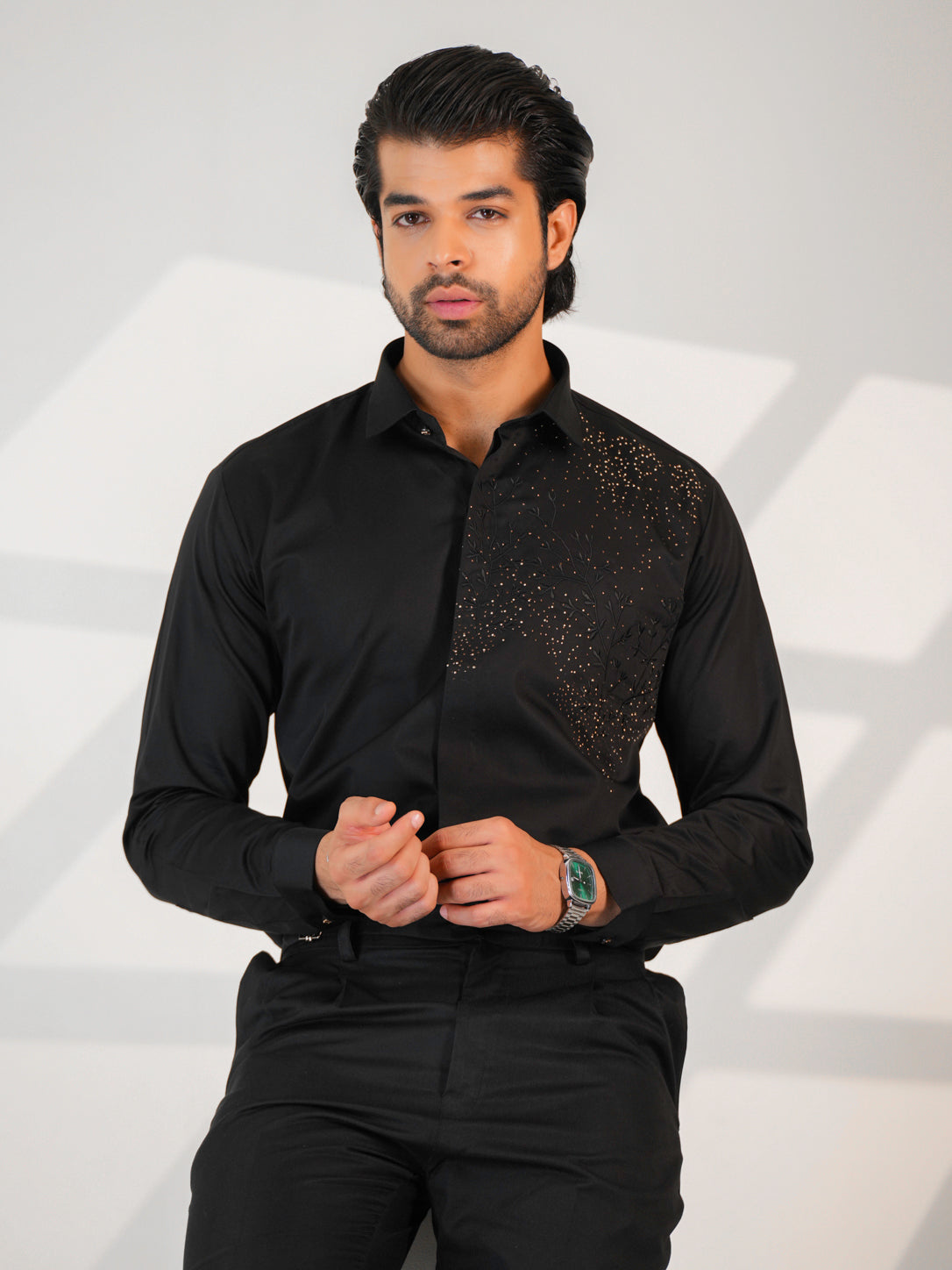 Noir Grid Black Premium Shirt