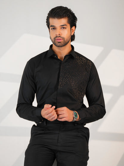 Noir Grid Black Premium Shirt