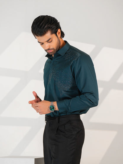 Noir Grid Teal Green Premium Shirt