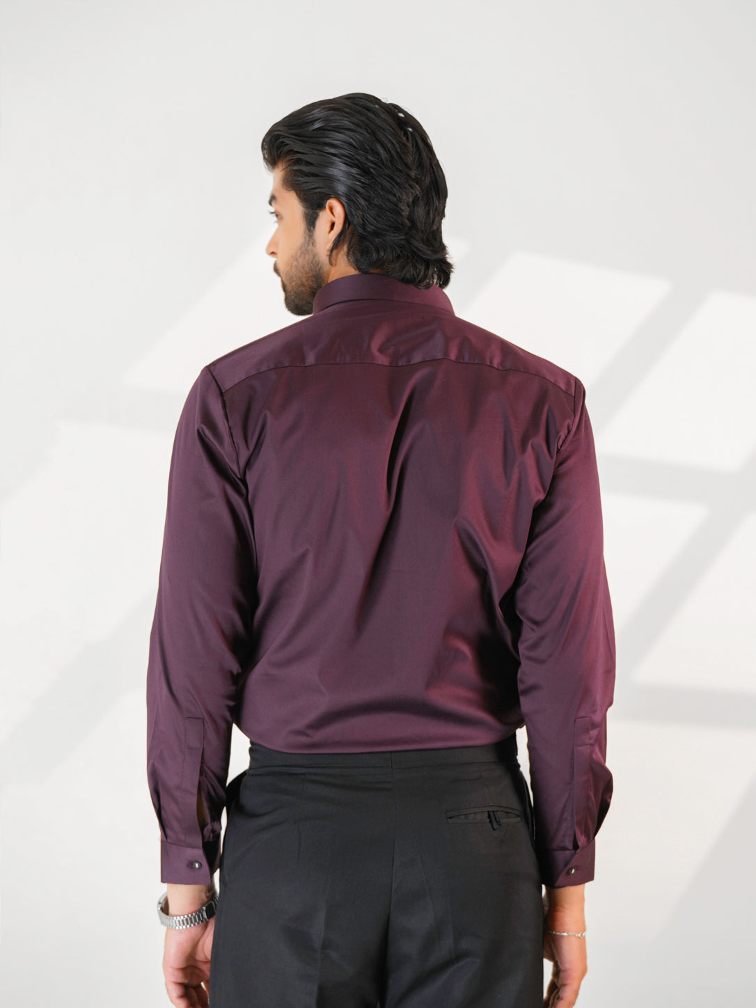 Midnight Horse Embellished Maroon Premium Formal Shirt