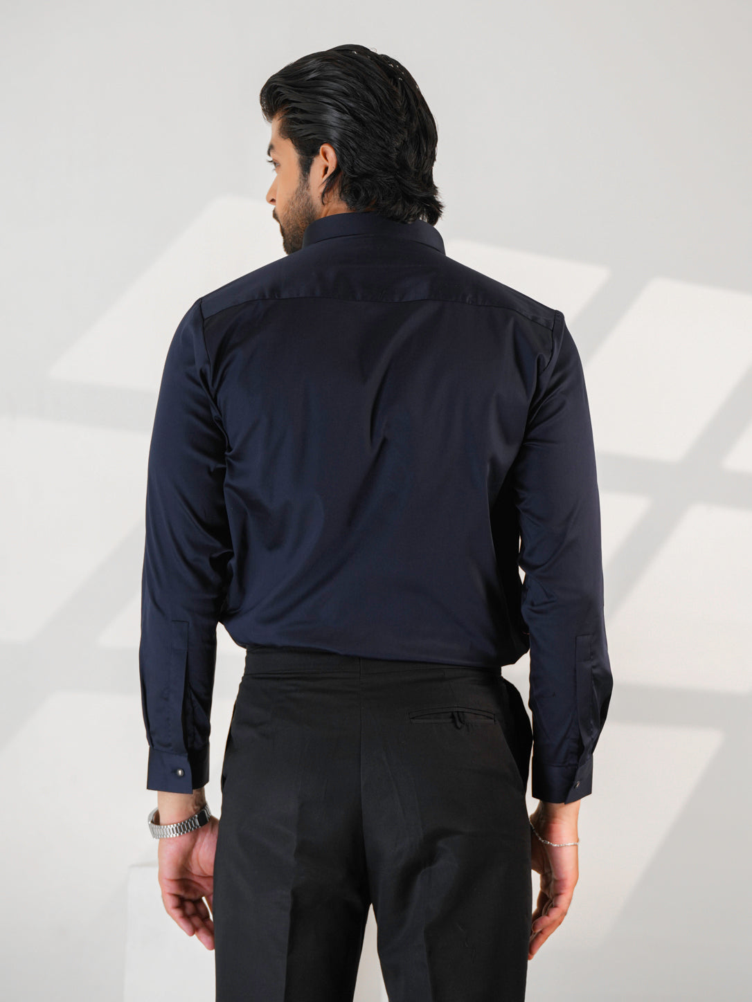 Midnight Horse Embellished Blue Premium Formal Shirt