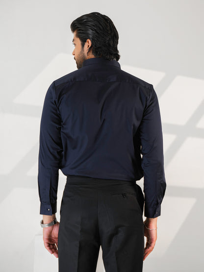 Midnight Horse Embellished Blue Premium Formal Shirt