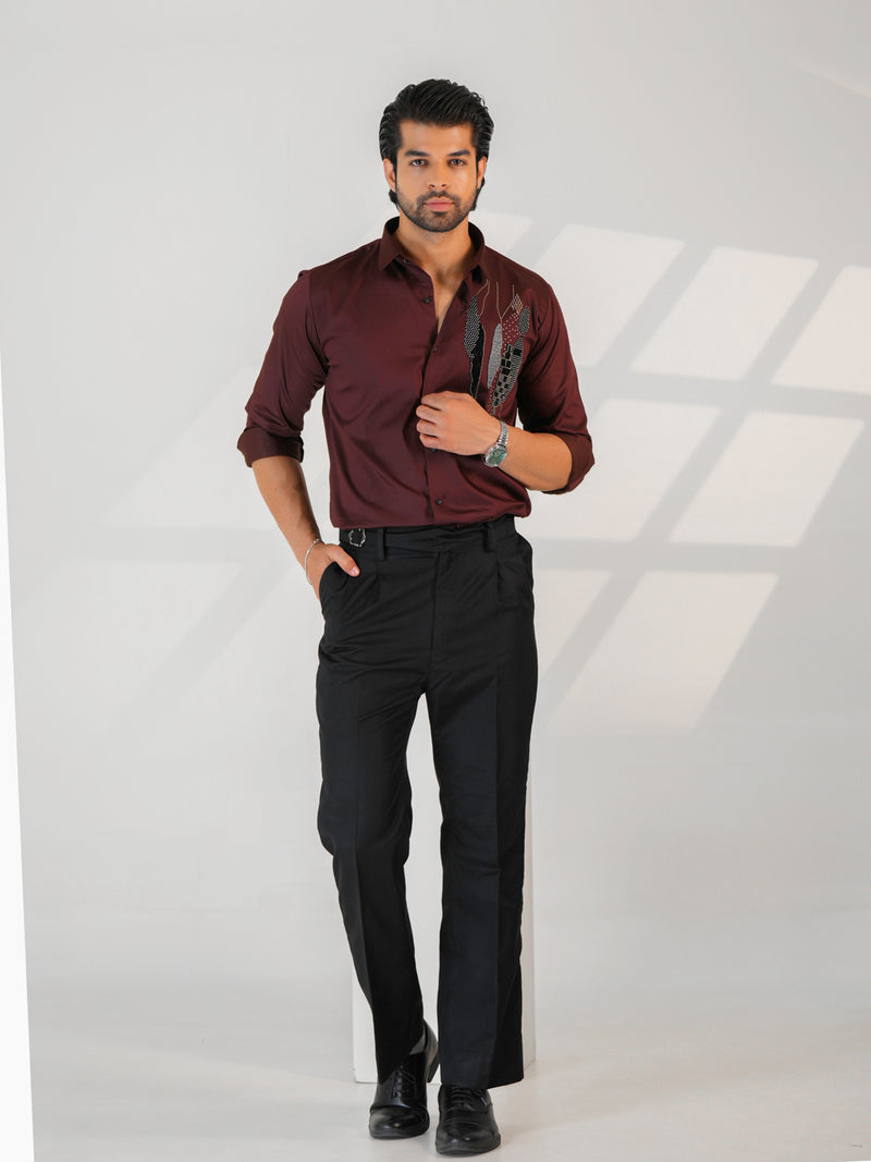 Maroon Abstract Formal Shirt