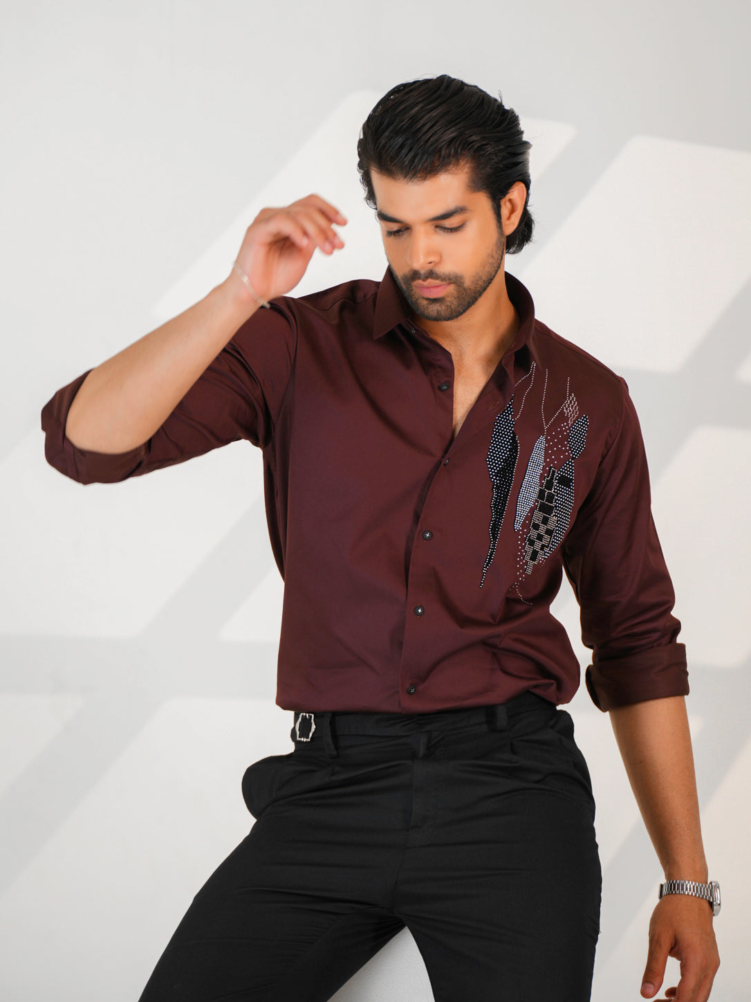Maroon Abstract Formal Shirt