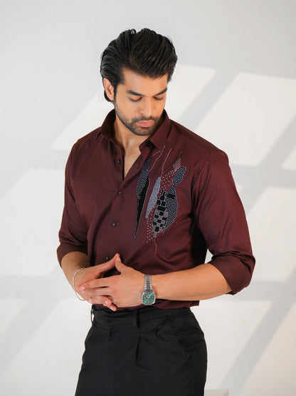 Maroon Abstract Formal Shirt