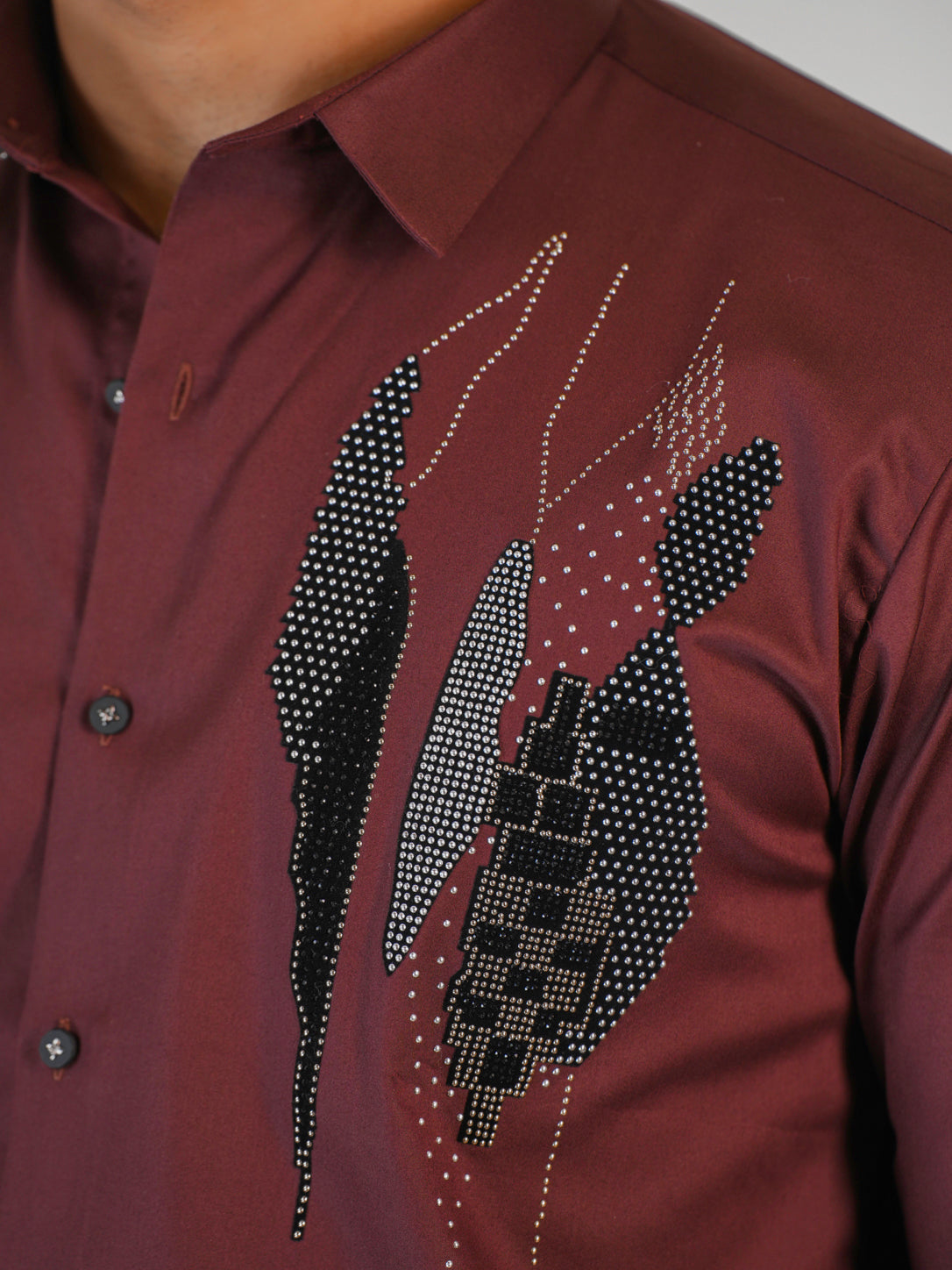 Maroon Abstract Formal Shirt