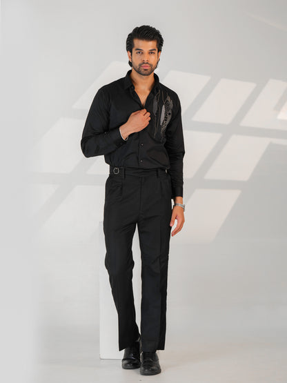 Black Abstract Formal Shirt