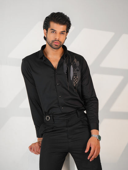Black Abstract Formal Shirt