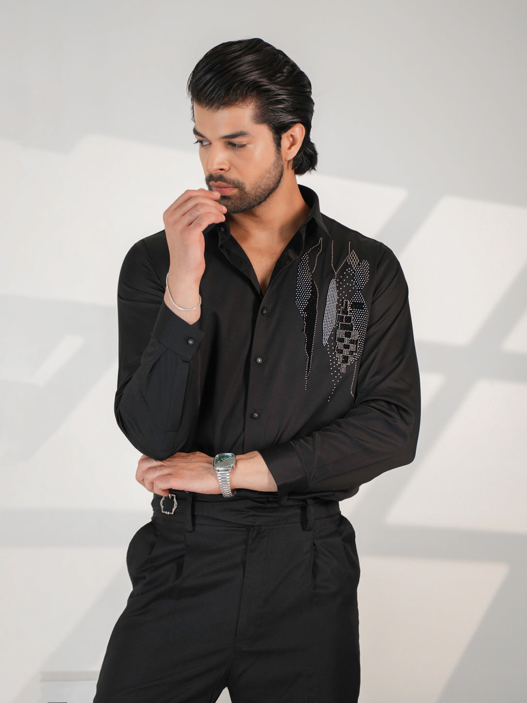 Black Abstract Formal Shirt