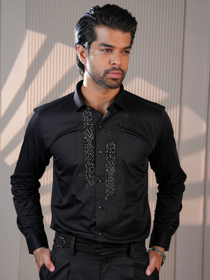 Crystal Front Panel Designer Shirt