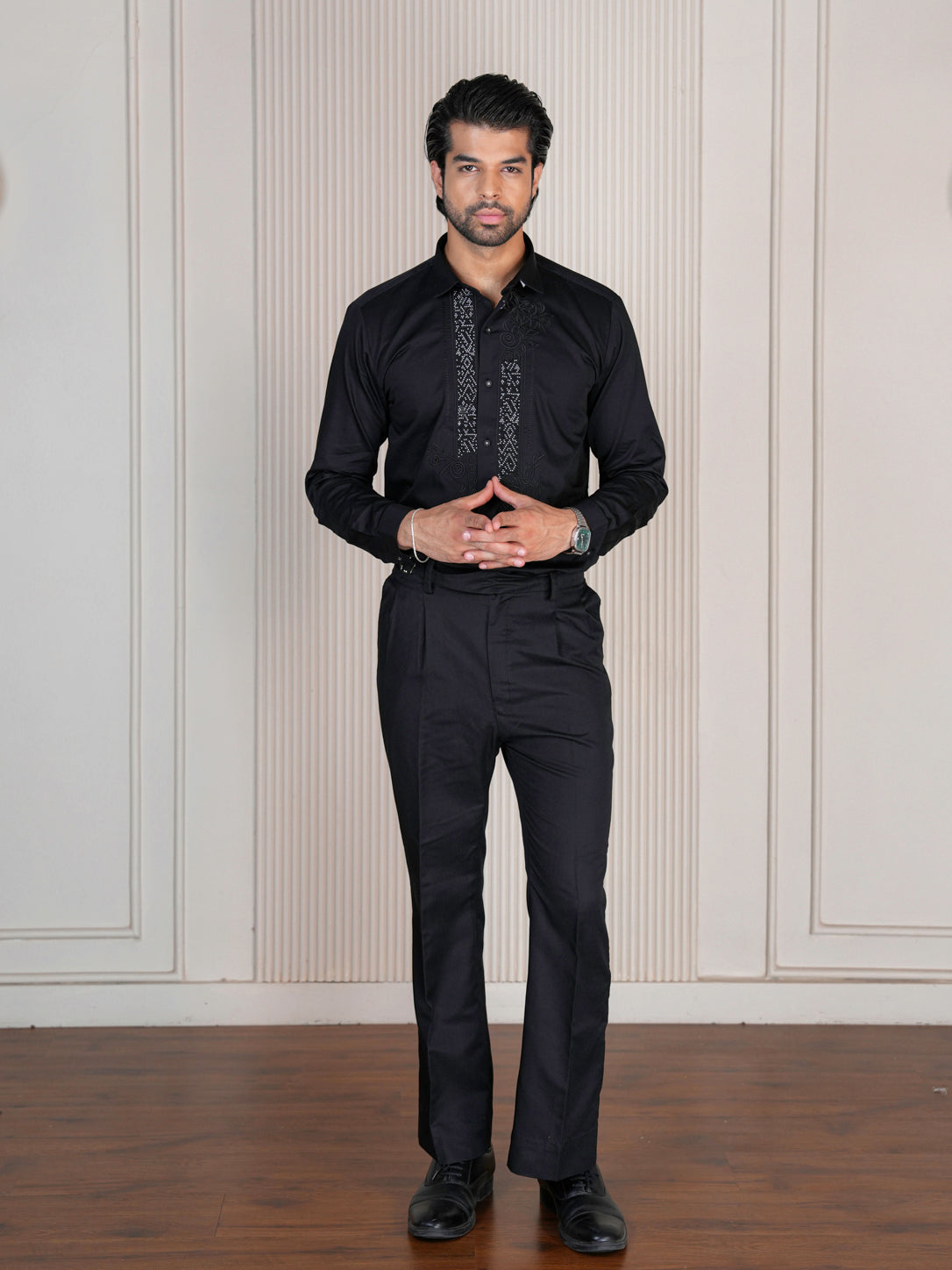 Crystal Front Panel Designer Shirt