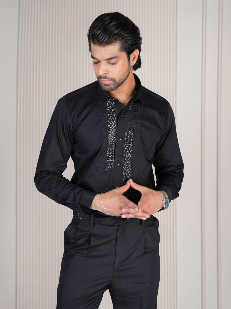 Crystal Front Panel Designer Shirt