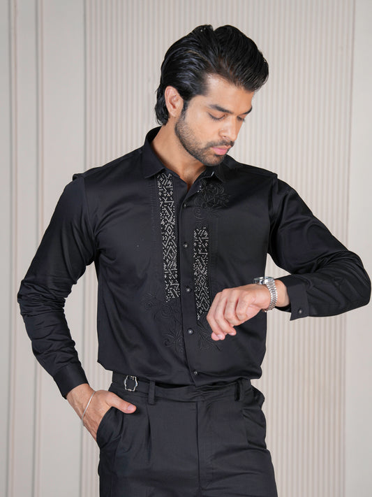 Crystal Front Panel Designer Shirt