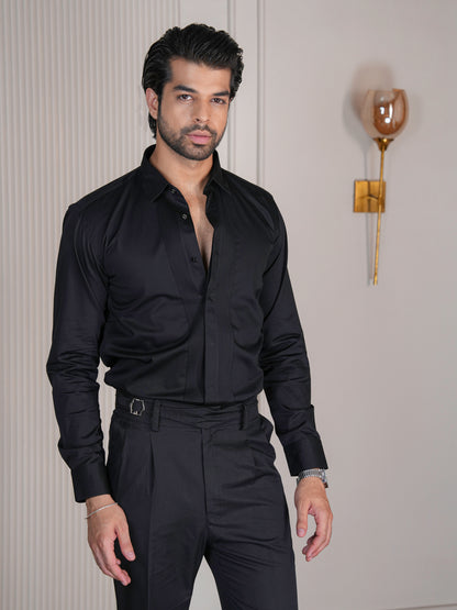 Black Pintuck Formal Shirt