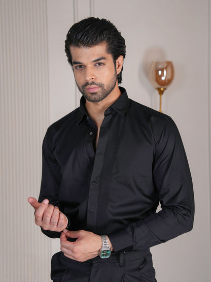 Black Pintuck Formal Shirt