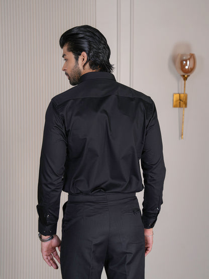 Black Pintuck Formal Shirt