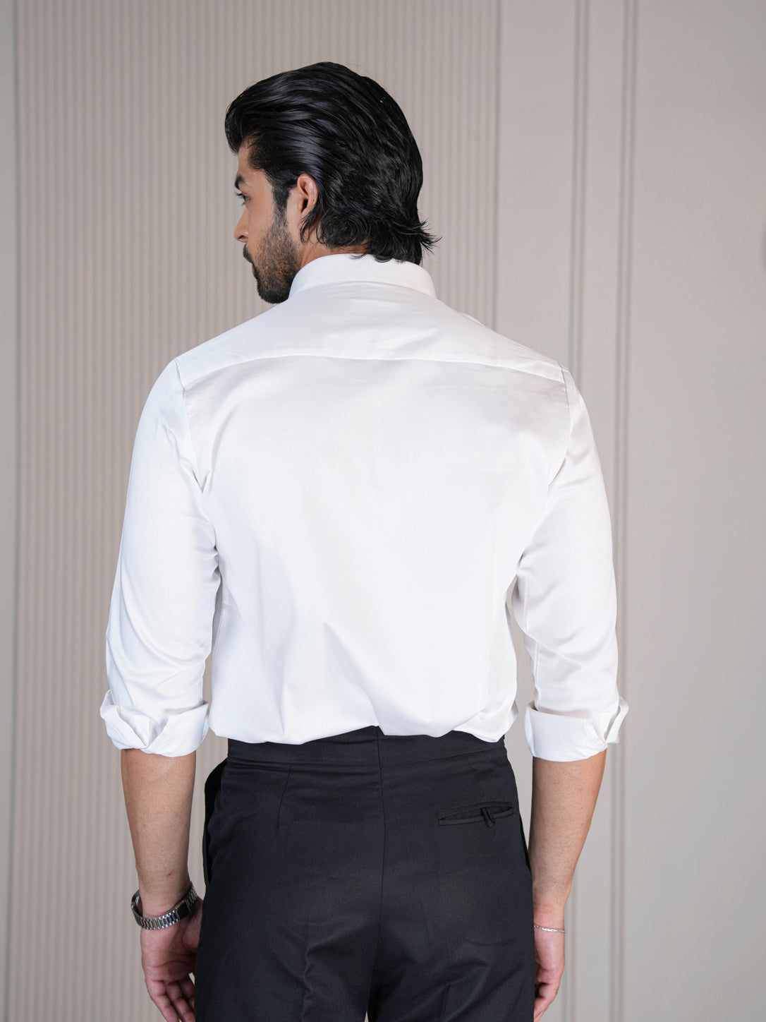 White Abstract Formal Shirt