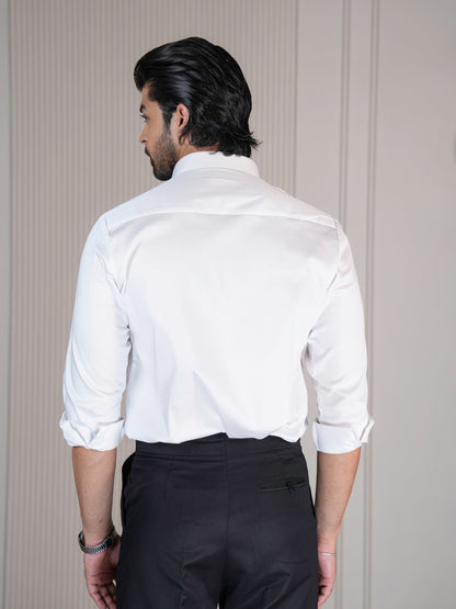 White Abstract Formal Shirt