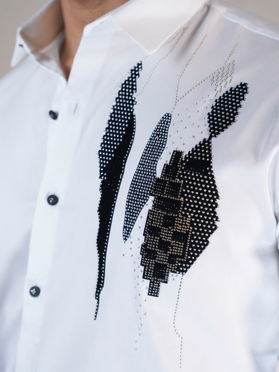 White Abstract Formal Shirt