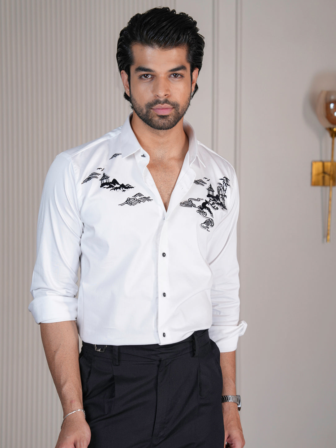 Zen Horizon White Designer Shirt
