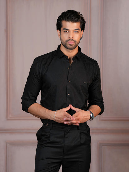 Textured Black Formal Shirt