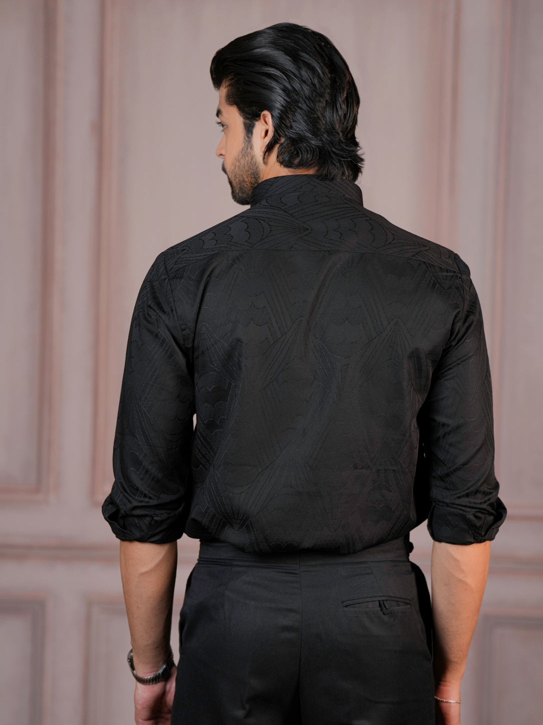 Textured Black Formal Shirt