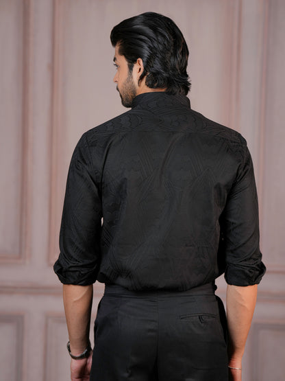 Textured Black Formal Shirt