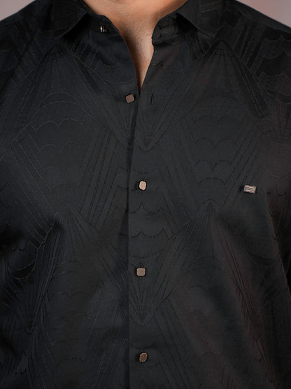 Textured Black Formal Shirt