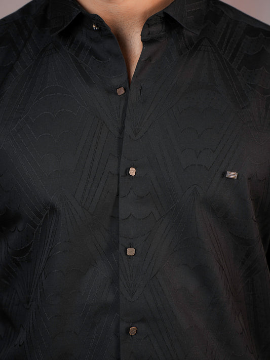 Textured Black Formal Shirt