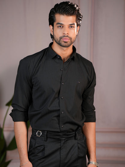 Striped Black Formal Shirt
