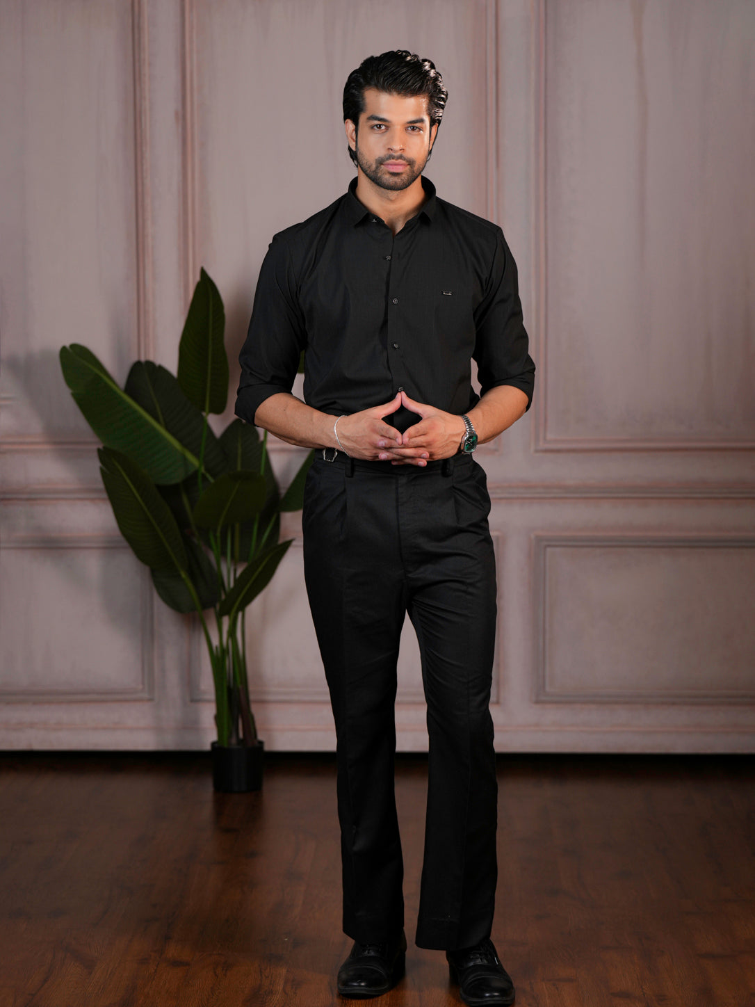 Striped Black Formal Shirt